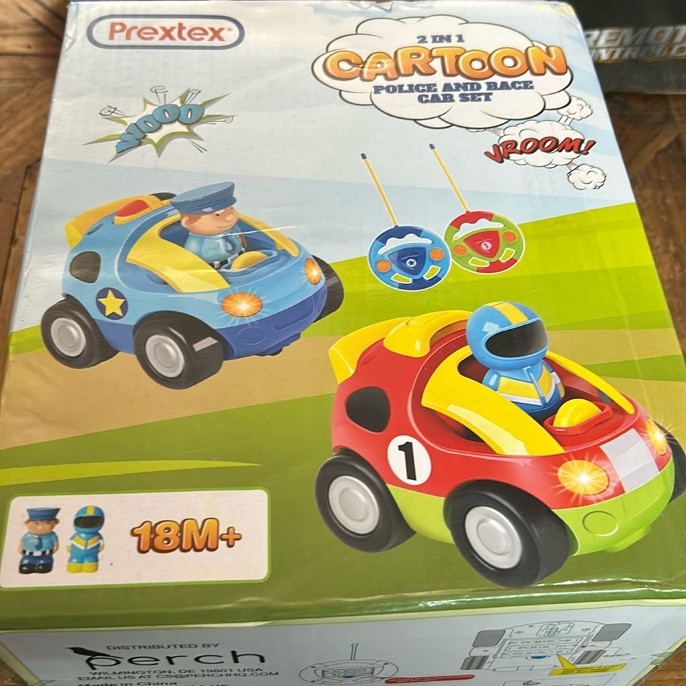 Prextex 2 in 1 Cartoon Police and race car set Remote Control